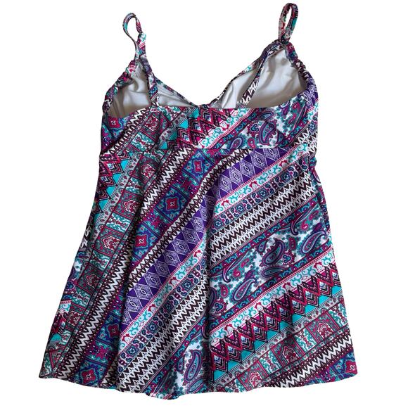 Swimsuits For All Size 18 Underwire Swimdress Paisley Aztec Print Adjustable - Picture 7 of 12